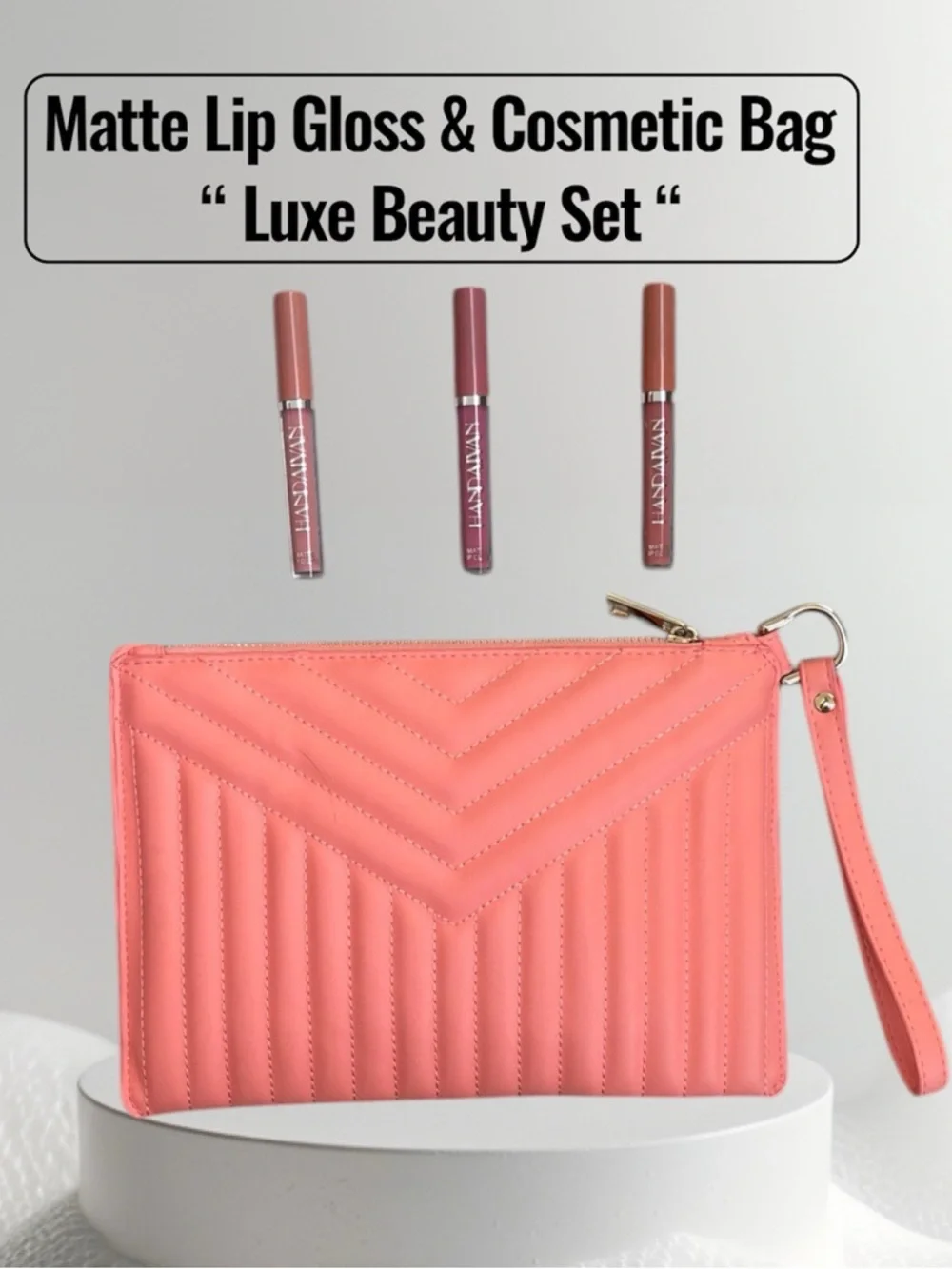 Luxe Velvet Matte Lipgloss Trio Handaiyan Lip Beauty Set Wristlet Makeup Bundle